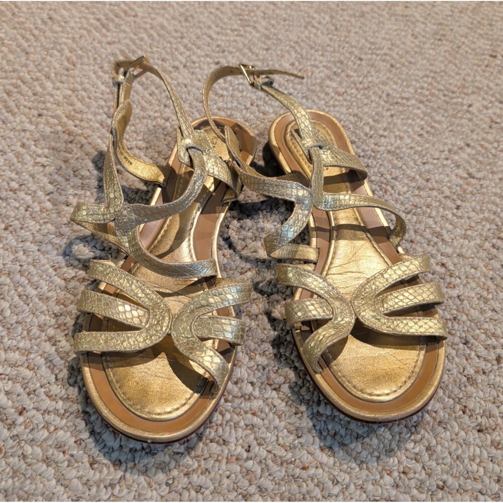 Kate Spade New York Gold Strappy Sandals Womens 8.5 M Buckle Flat